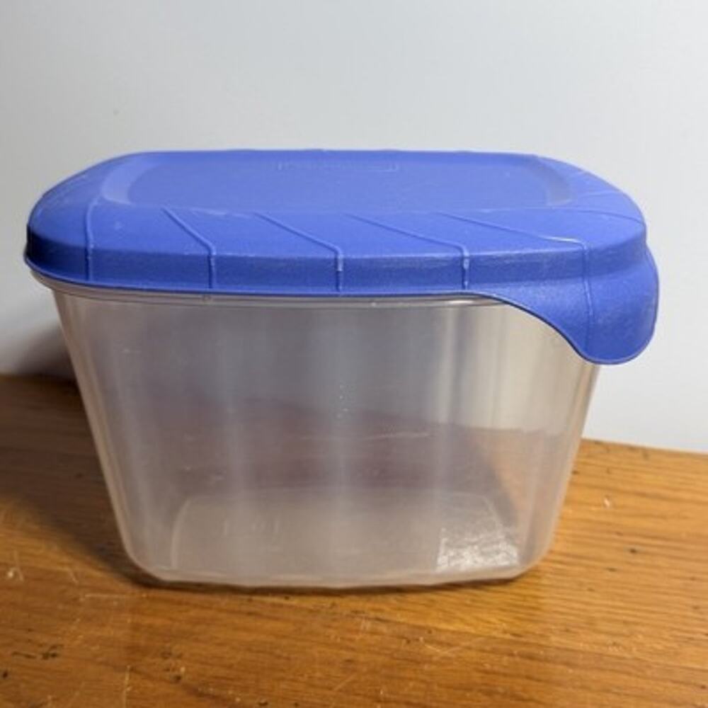 Vtg Rubbermaid Servin Saver 2 QT #553 Storage Container EZ Open Lid Blue C